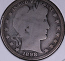 1898 Barber Half Dollar, Good Circulated Coin, Store