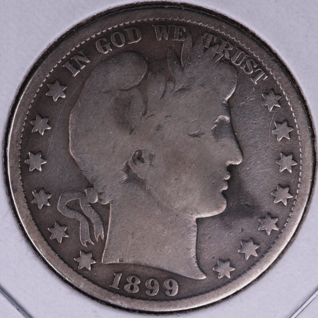 1899 Barber Half Dollar, Very Good Circulated Coin, Store #HR233