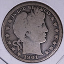 1901 Barber Half Dollar, Good Circulated Coin, Store