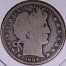 1904 Barber Half Dollar, Good Circulated Coin, Store
