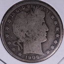 1906 Barber Half Dollar, Very Good Circulated Coin, Store