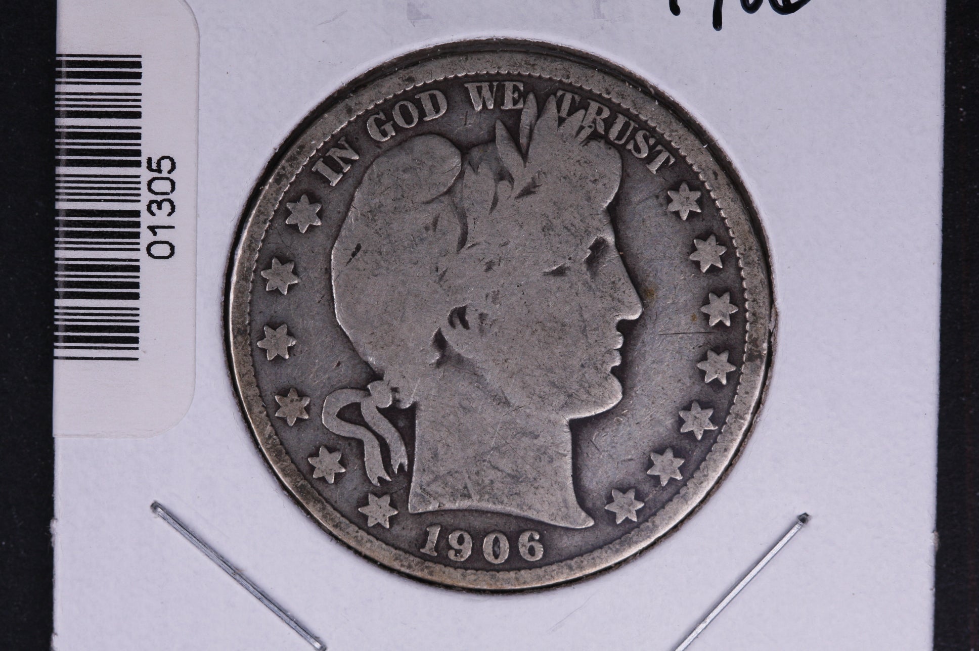 1906 Barber Half Dollar, Very Good Circulated Coin, Store #HR342
