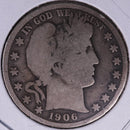 1906 Barber Half Dollar, Good Circulated Coin, Store
