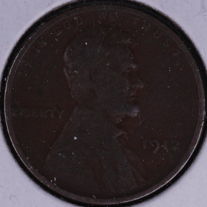 1912 Lincoln Wheat Cent, Good+ Circulated Coin, Store #10059
