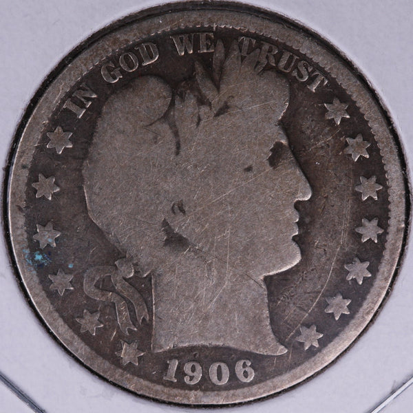1906-O Barber Half Dollar, Good Circulated Coin, Store #HR365