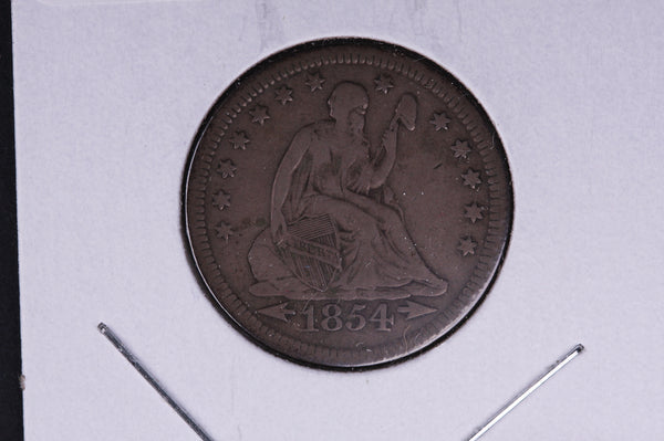 1854 Seated Liberty Quarter.  Average Circulated Coin.  Store # 04968