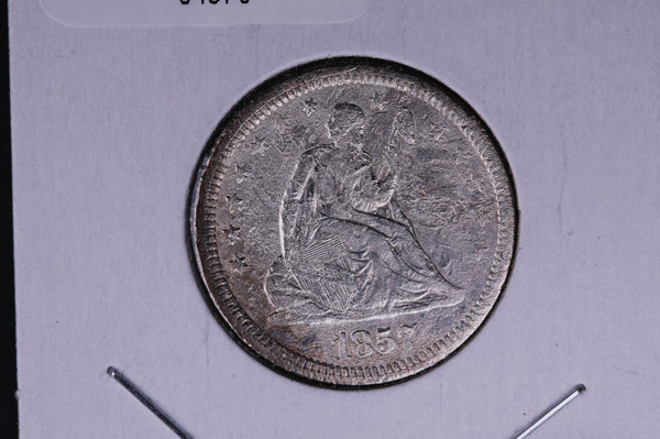 1857 Seated Liberty Quarter.  Average Circulated Coin.  Store # 04970