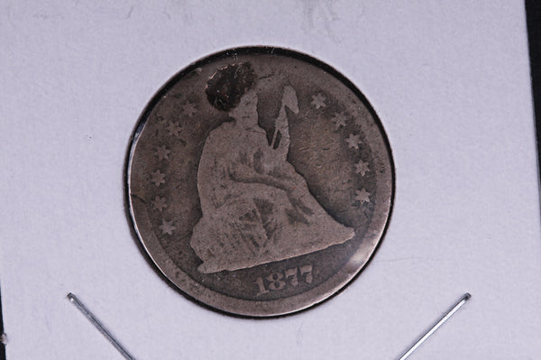 1877-S Seated Liberty Quarter.  Average Circulated Coin.  Store # 04982