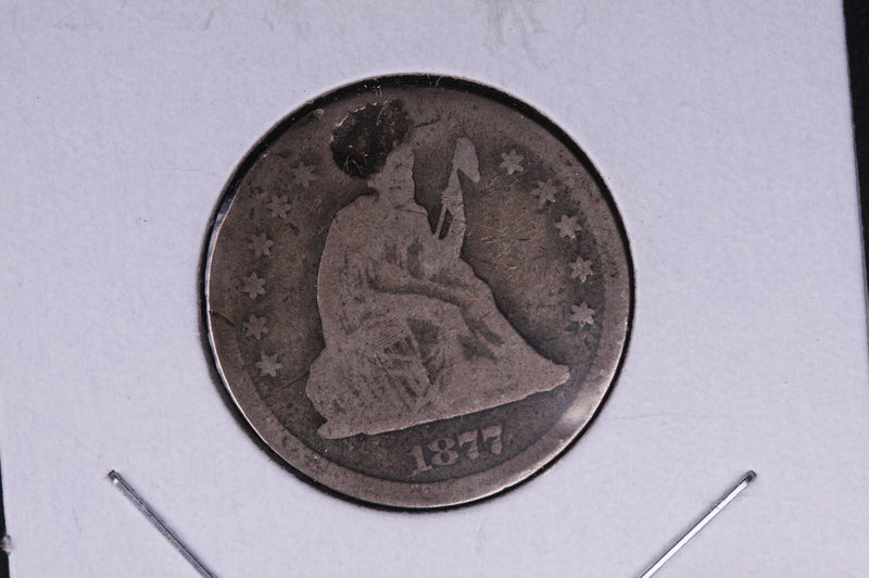 1877-S Seated Liberty Quarter.  Average Circulated Coin.  Store