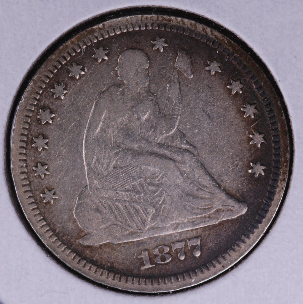 1877-S Seated Liberty Quarter.  Extra Fine Circulated Collectible Coin. Store #QR1384