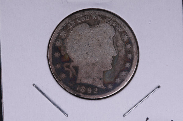 1892 Barber Quarter.  Average Circulated Coin.  Store # 04987