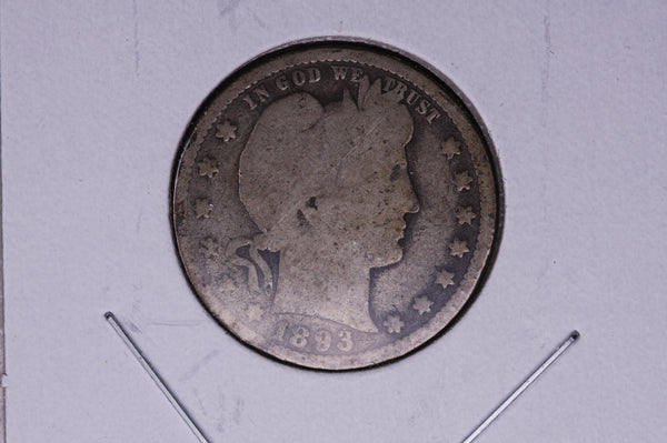 1893 Barber Quarter.  Average Circulated Coin.  Store # 05000