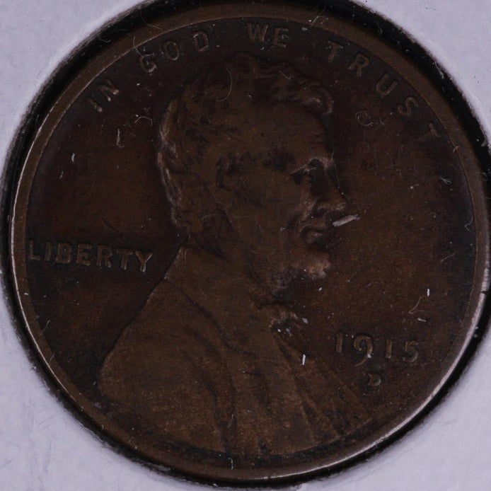 1915-D Lincoln Cent, Extra Fine Circulated Coin. Store #10135