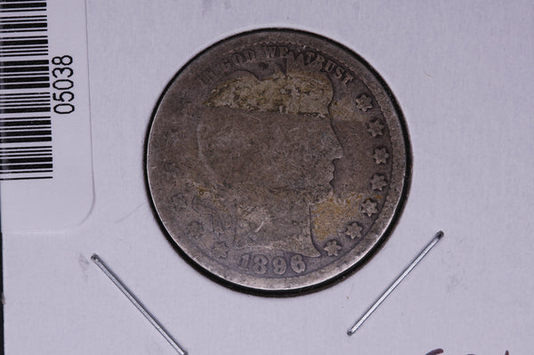 1896 Barber Quarter.  Average Circulated Coin.  Store # 05038