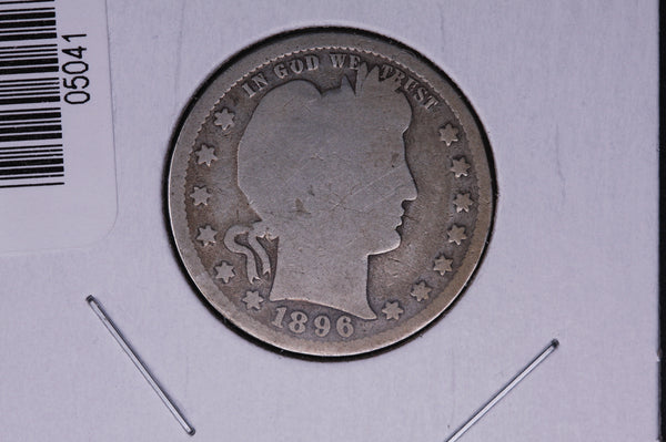 1896 Barber Quarter.  Average Circulated Coin.  Store # 05041