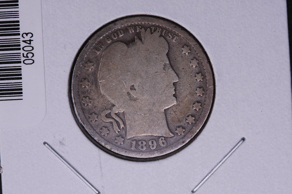 1896 Barber Quarter.  Average Circulated Coin.  Store # 05043