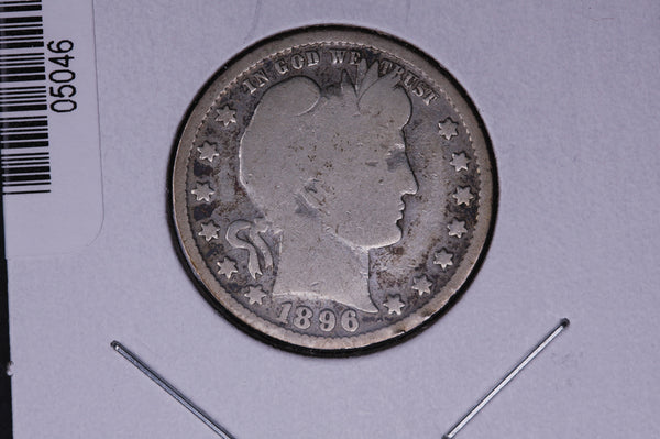 1896 Barber Quarter.  Average Circulated Coin.  Store # 05046