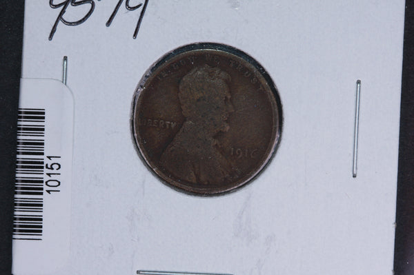1916 Lincoln Wheat Small Cent.  Affordable Collectible Coin. Store # 10151