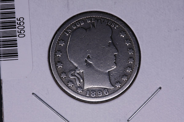 1896-S Barber Quarter.  Average Circulated Coin.  Store # 05055
