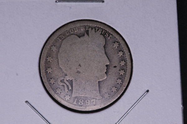 1897 Barber Quarter.  Average Circulated Coin.  Store # 05062