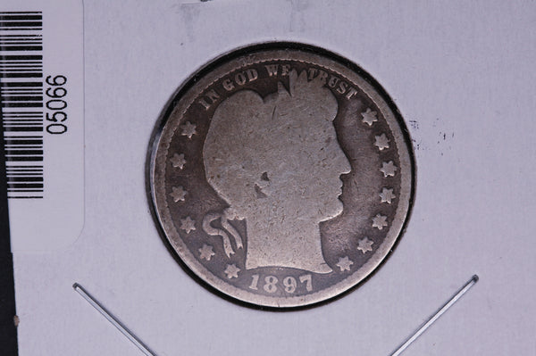 1897 Barber Quarter.  Average Circulated Coin.  Store # 05066