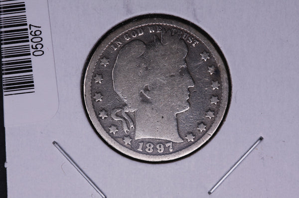 1897 Barber Quarter.  Average Circulated Coin.  Store # 05067