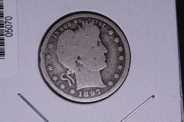 1897 Barber Quarter.  Average Circulated Coin.  Store # 05070