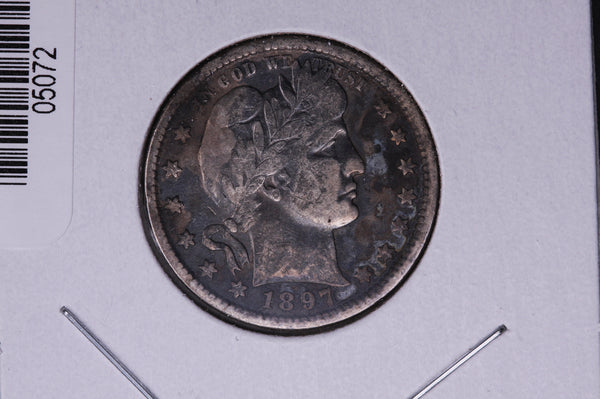 1897 Barber Quarter.  Average Circulated Coin.  Store # 05072