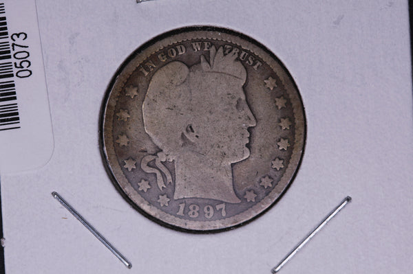 1897 Barber Quarter.  Average Circulated Coin.  Store # 05073