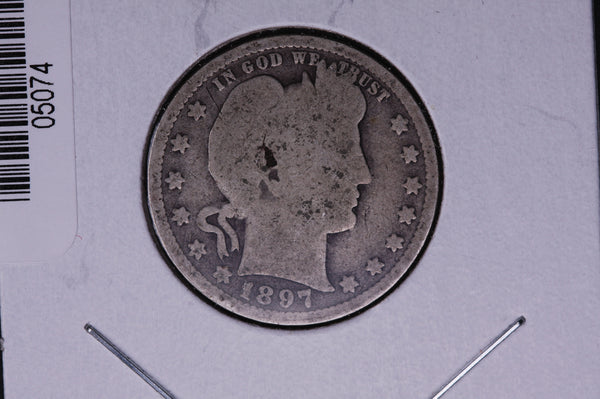 1897 Barber Quarter.  Average Circulated Coin.  Store # 05074