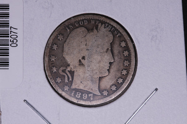 1897 Barber Quarter.  Average Circulated Coin.  Store # 05077
