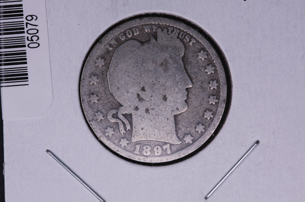 1897 Barber Quarter.  Average Circulated Coin.  Store # 05079