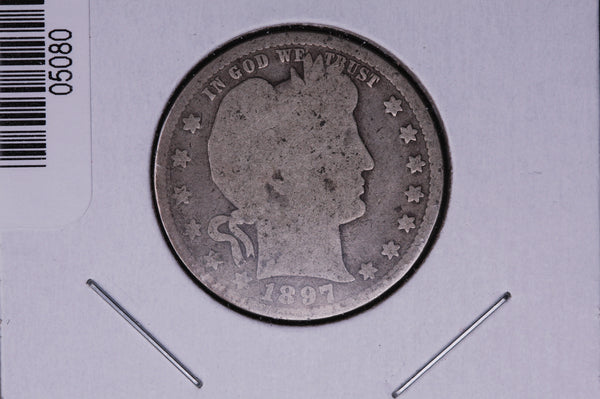 1897 Barber Quarter.  Average Circulated Coin.  Store # 05080