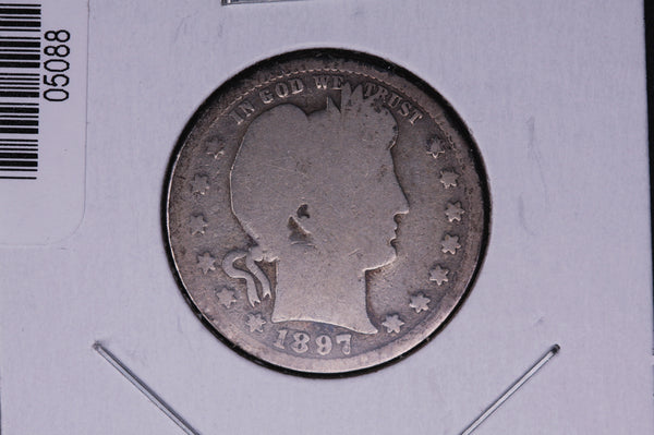 1897-S Barber Quarter.  Average Circulated Coin.  Store # 05088
