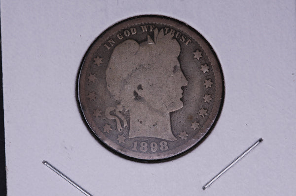 1898 Barber Quarter.  Average Circulated Coin.  Store # 05092