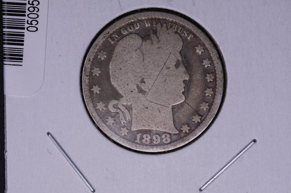 1898 Barber Quarter.  Average Circulated Coin.  Store # 05095