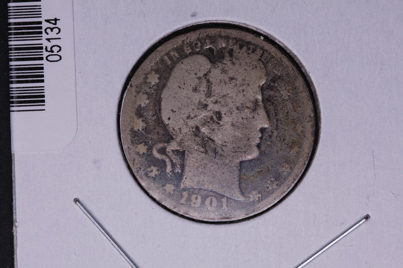 1901 Barber Quarter.  Average Circulated Coin.  Store