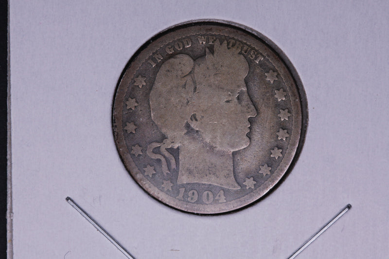1904 Barber Quarter.  Average Circulated Coin.  Store
