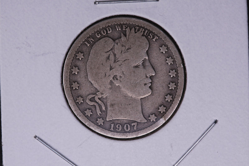 1907 Barber Quarter.  Average Circulated Coin.  Store