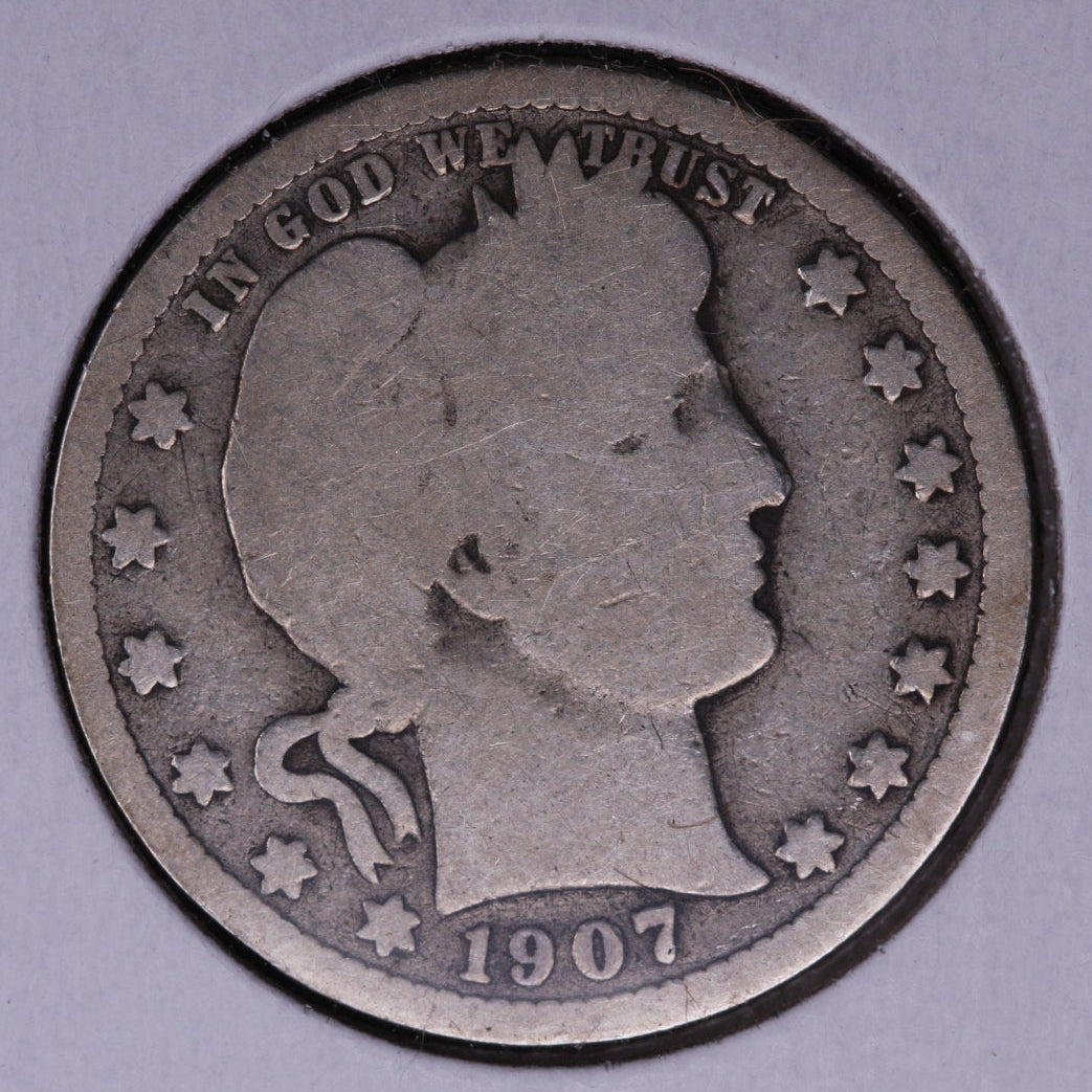 1907-O Barber Quarter, Good Circulated Coin, Store #05212