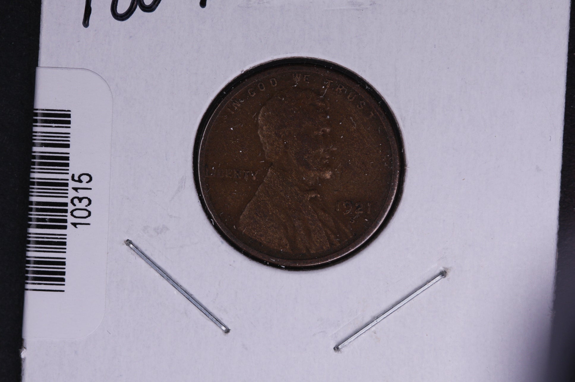 1921-S Lincoln Wheat Small Cent.  Affordable Collectible Coin. Store # 10315