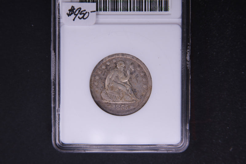 1855-O Seated Liberty Quarter, ANACS VF-30. Better Date. Store