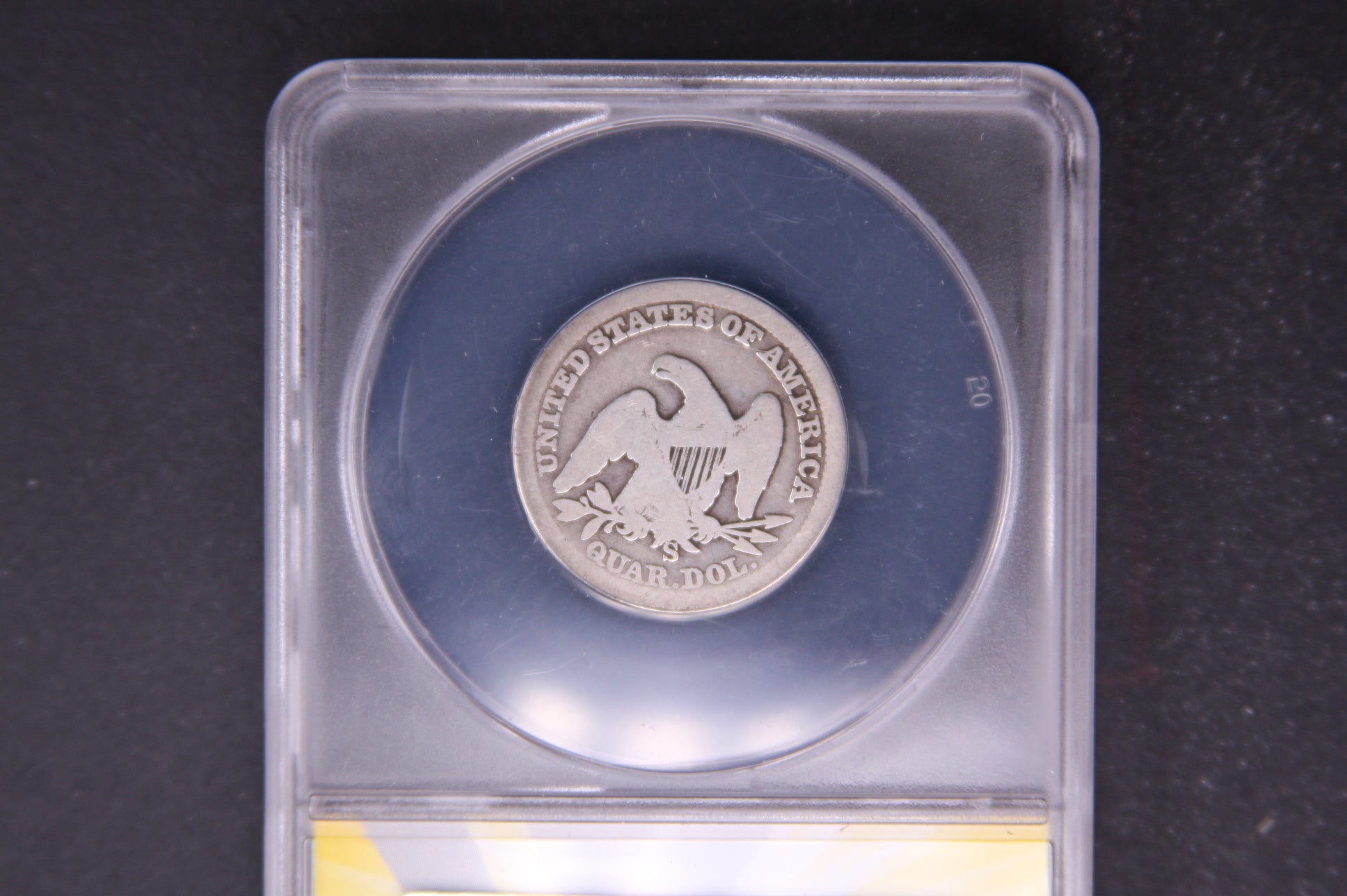 1861-S Seated Liberty Quarter, ANACS Good 4. Store #05483