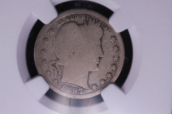 1897-S Barber Silver Quarter. Harder Date. NGC G04. Store #05487