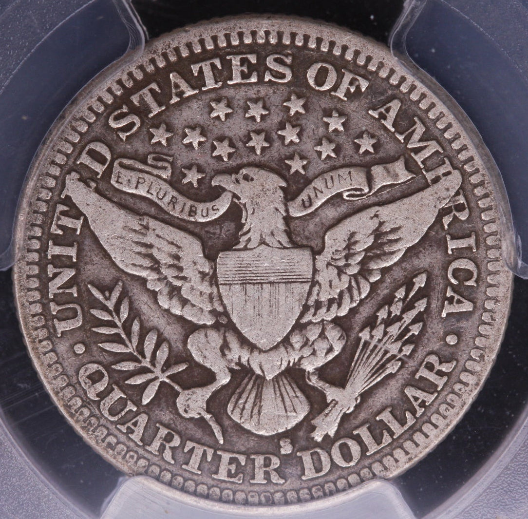 1914-S Barber Silver Quarter, PCGS Graded F-12, Nice Eye Appeal. Store #QR1448
