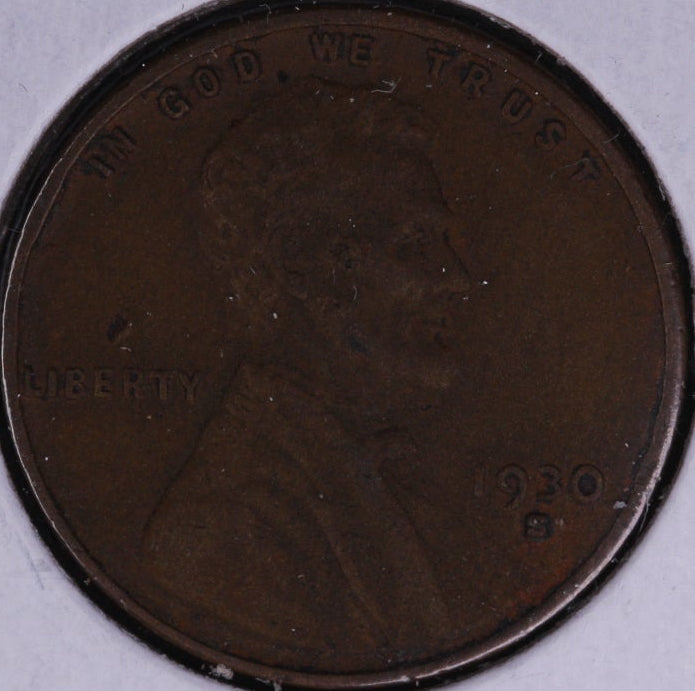 1930-S Lincoln Cent, Very Fine Circulated Coin. Store #10342