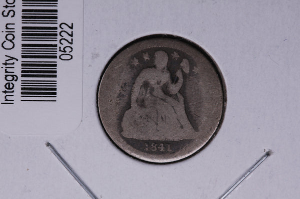 1841 Seated Liberty Silver Dime, Average Circulated Coin. Store #05222