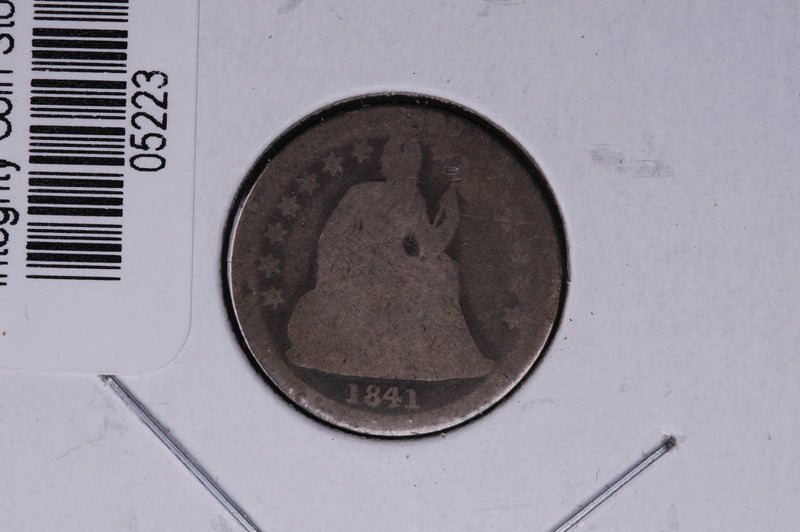 1841 Seated Liberty Silver Dime, Average Circulated Coin. Store