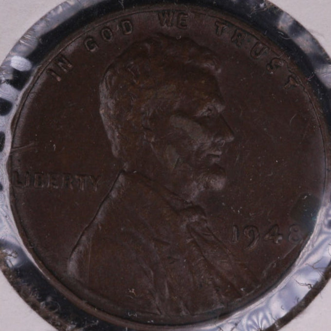 1948 Lincoln Wheat Small Cent, Abt Uncirculated Coin, Store #CT0511