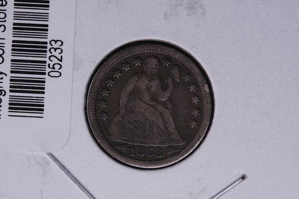 1853 Seated Liberty Silver Dime, with Arrows.  Store #05233